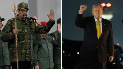 “US President Donald Trump and Venezuelan President Nicolás Maduro amid escalating US-Venezuela tensions.”