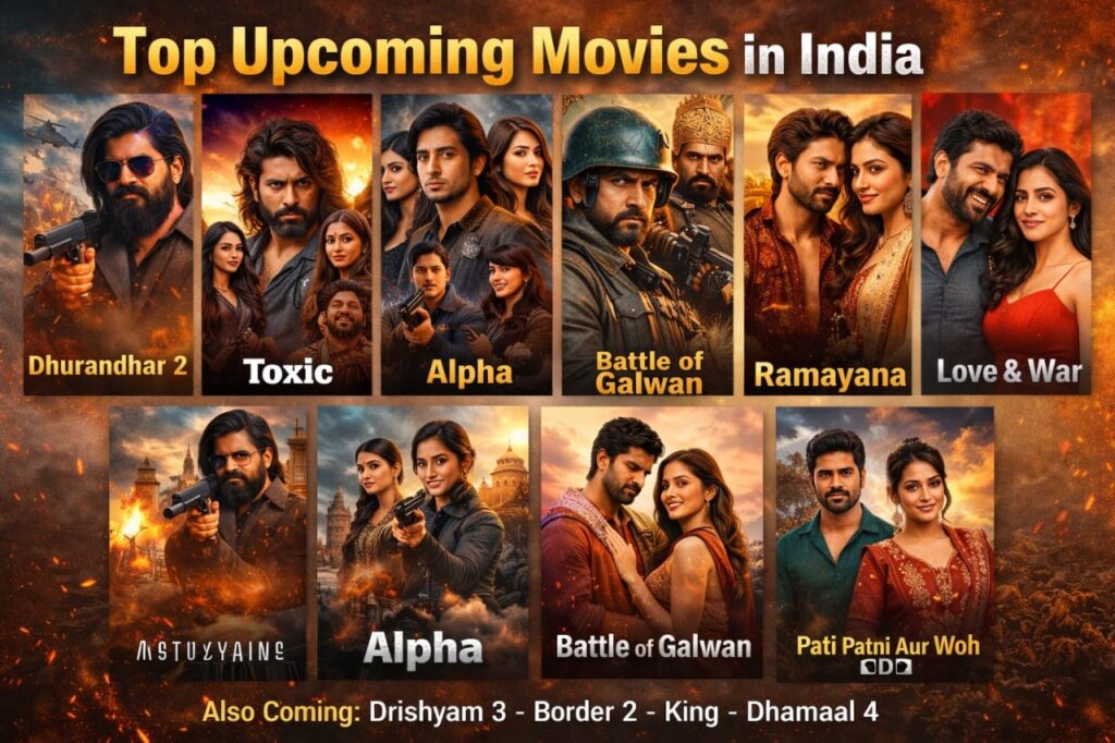 “upcoming Indian movies in 2026” featuring Bollywood and South Indian films